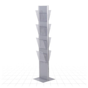 Totem Literature Stand [Clear Shelves - Silver]